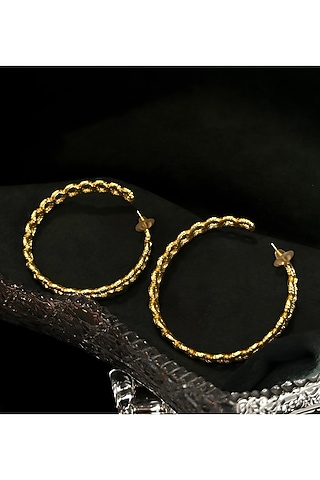 Gold Electo-Plated Hot Enameled Large Cuban Hoop Earrings by TWYLA TREASURES