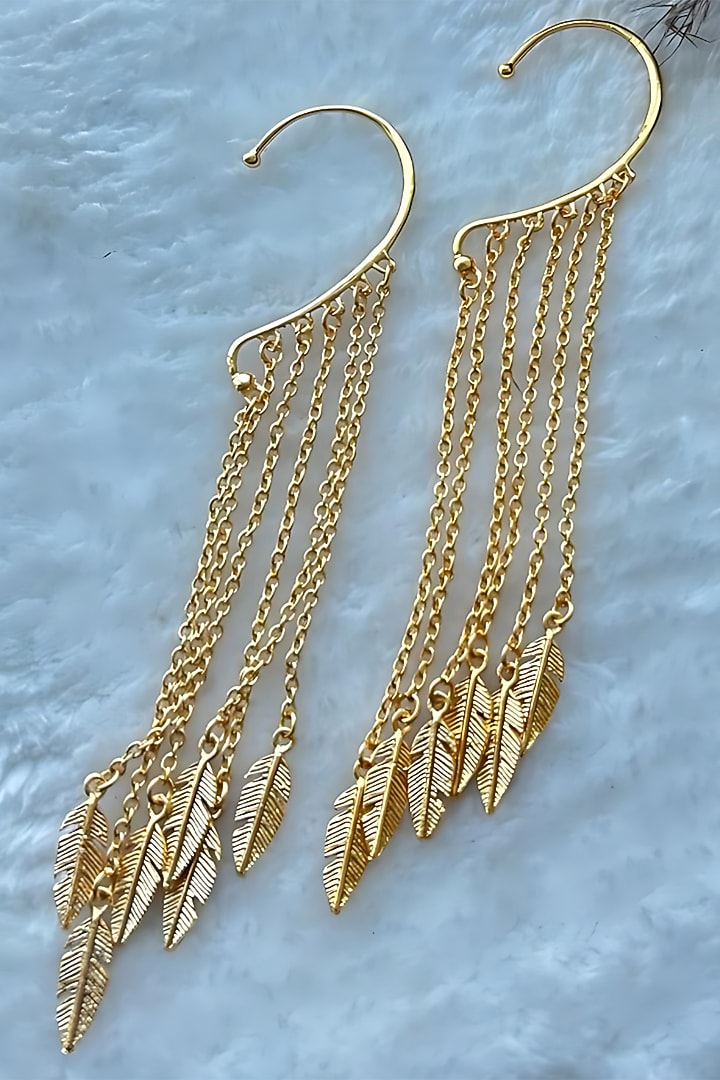 Gold Electo-Plated Hot Enameled Feather Ear Cuffs by TWYLA TREASURES at Pernia's Pop Up Shop