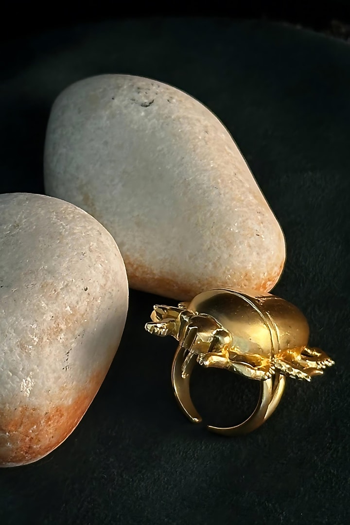 Gold Electo-Plated Hot Enameled Beetle Ring by TWYLA TREASURES at Pernia's Pop Up Shop