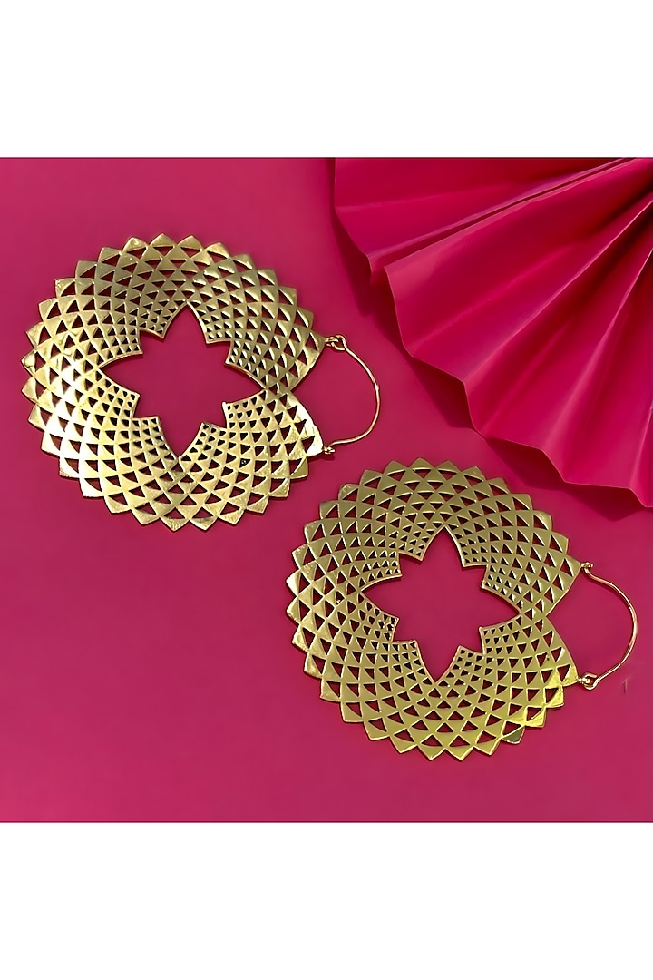 Gold Electo-Plated Hot Enameled Floral Hoop Earrings by TWYLA TREASURES at Pernia's Pop Up Shop