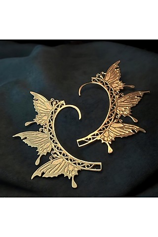 Gold Electo-Plated Hot Enameled Butterfly Ear Cuffs by TWYLA TREASURES