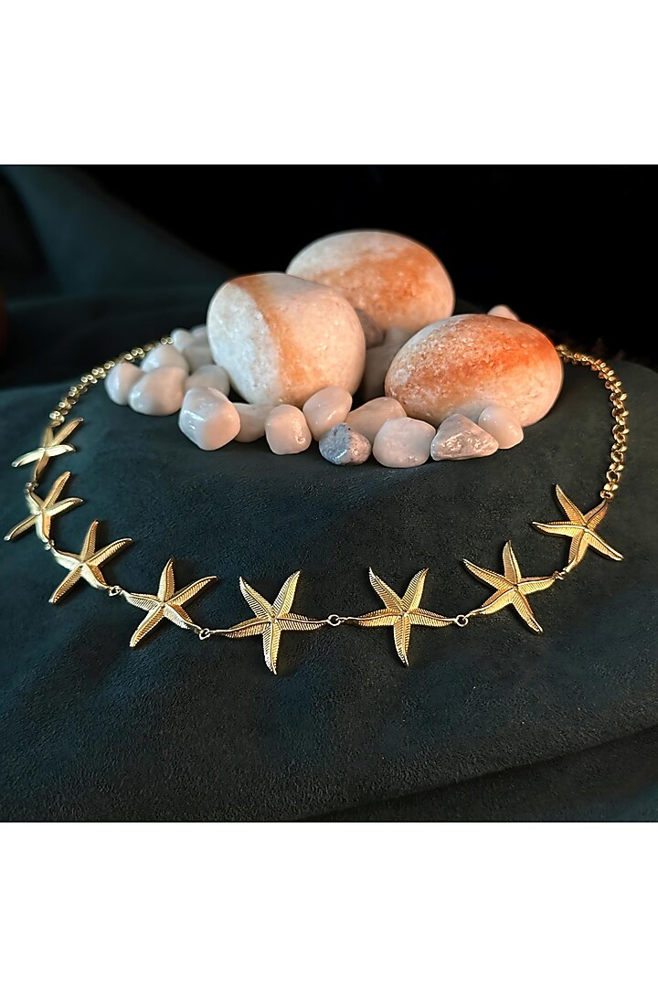 Gold Electo-Plated Hot Enameled Starfish Choker Necklace by TWYLA TREASURES at Pernia's Pop Up Shop