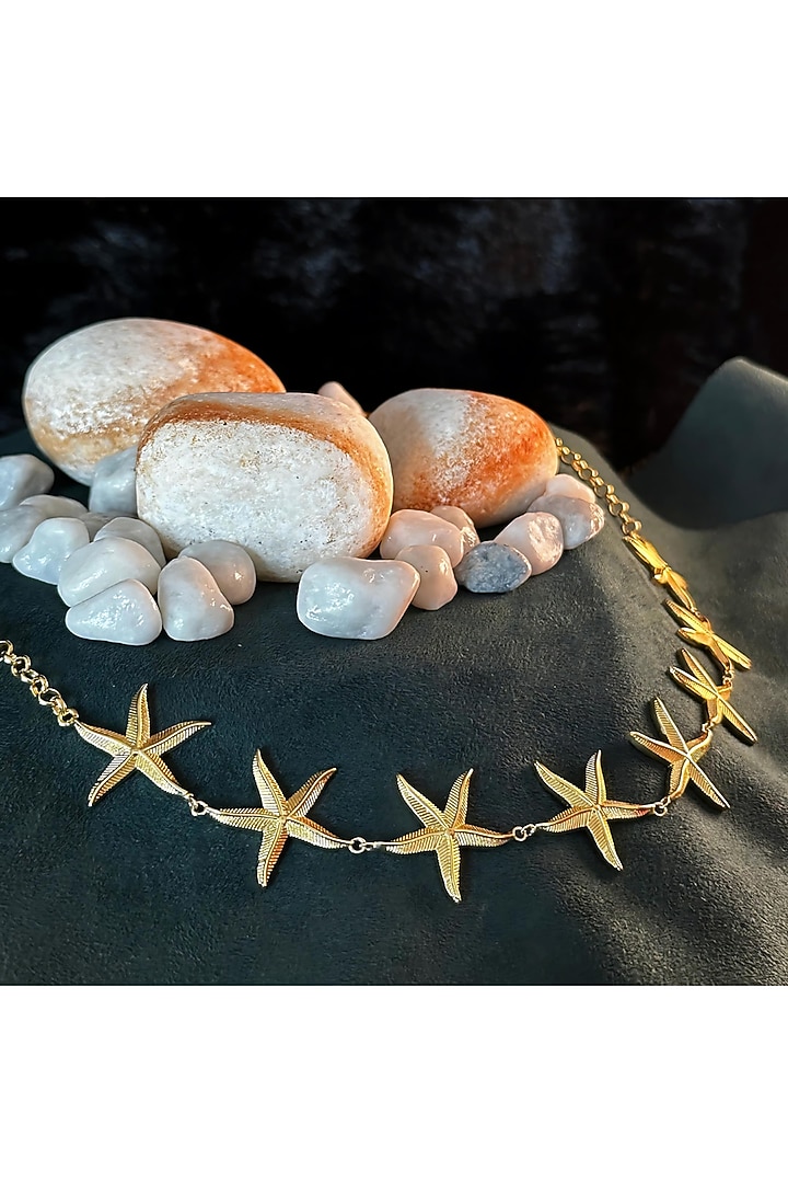 Gold Electo-Plated Hot Enameled Starfish Choker Necklace by TWYLA TREASURES at Pernia's Pop Up Shop