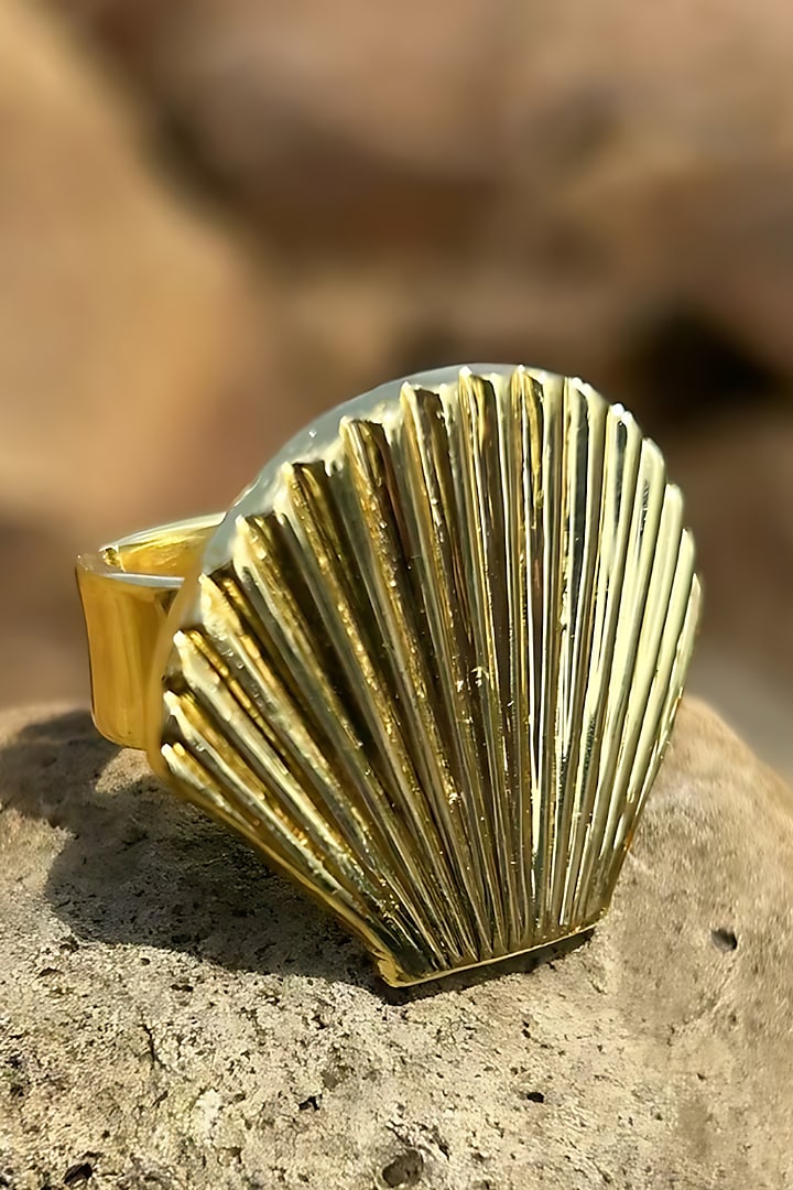 Gold Electo-Plated Hot Enameled Shell Ring by TWYLA TREASURES at Pernia's Pop Up Shop