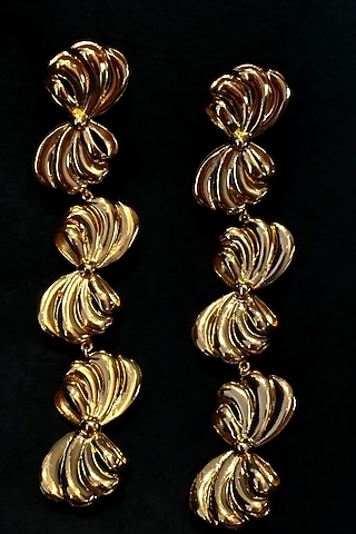 Gold Electo-Plated Hot Enameled Bow Dangler Earrings by TWYLA TREASURES