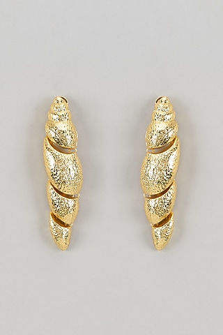 Gold Finish Shell Long Earrings by TWYLA TREASURES