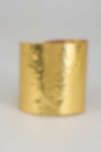 Gold Finish Beaten Hammered Cuff by TWYLA TREASURES