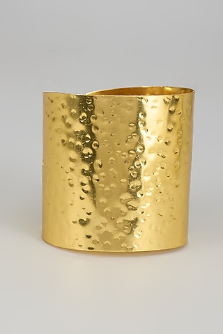 Gold Finish Beaten Hammered Cuff by TWYLA TREASURES
