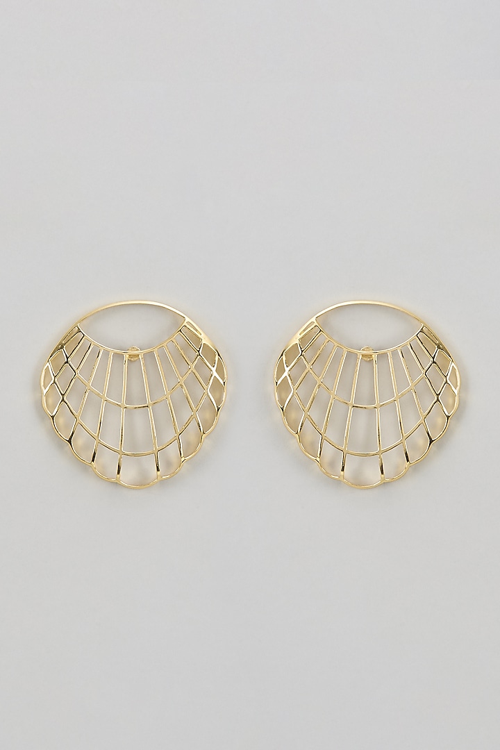 Gold Finish Steincill Shell Earrings by TWYLA TREASURES