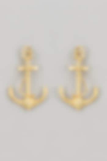 Gold Finish Anchor Earrings by TWYLA TREASURES