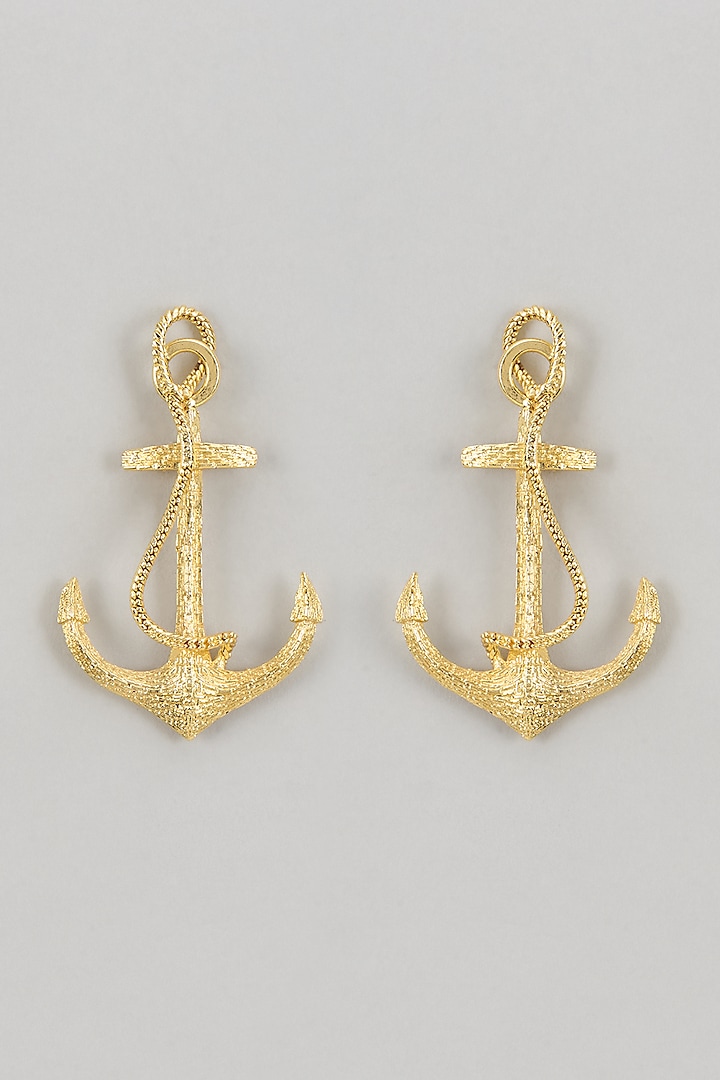 Gold Finish Anchor Earrings by TWYLA TREASURES