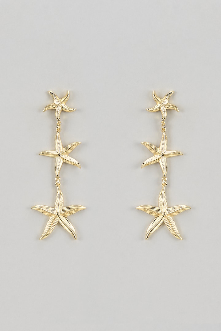 Gold Finish Starfish Long Earrings by TWYLA TREASURES