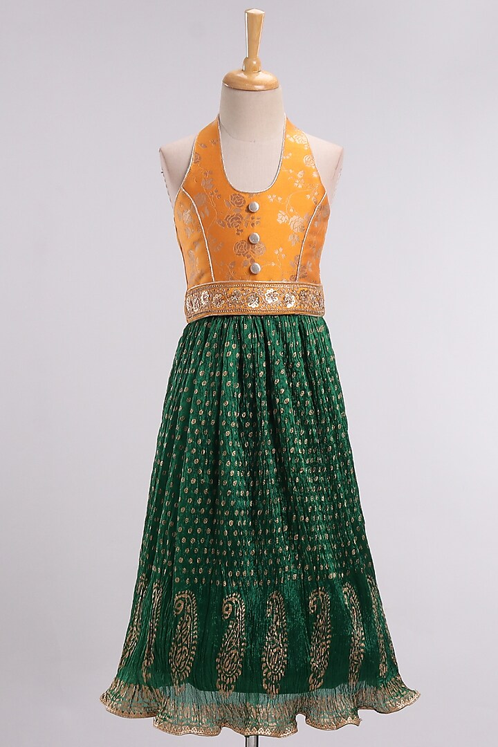 Yellow Polyester Embroidered Lehenga Set For Girls by TWISHA at Pernia's Pop Up Shop