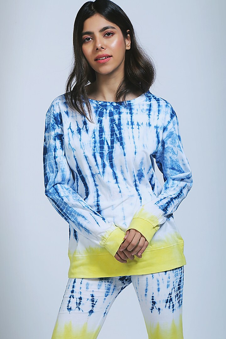 Blue Tie-Dye Top With Shorts by TUNA ACTIVE at Pernia's Pop Up Shop