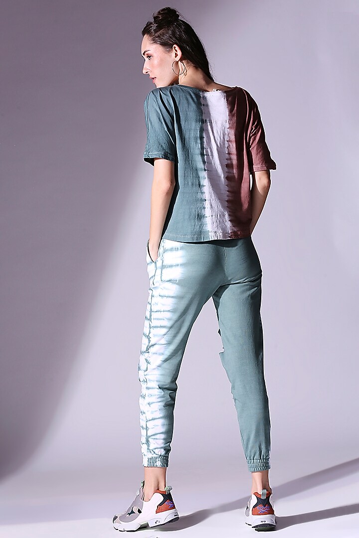 Teal Blue & Brown Dip-Dyed Jogger Pant Set by TUNA ACTIVE at Pernia's Pop Up Shop