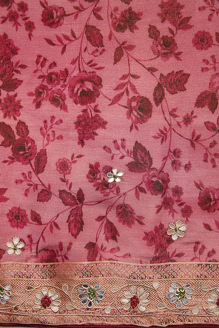 Beige Vegan Silk Printed Festive Saree Set by TYAASHU at Pernia's Pop Up Shop