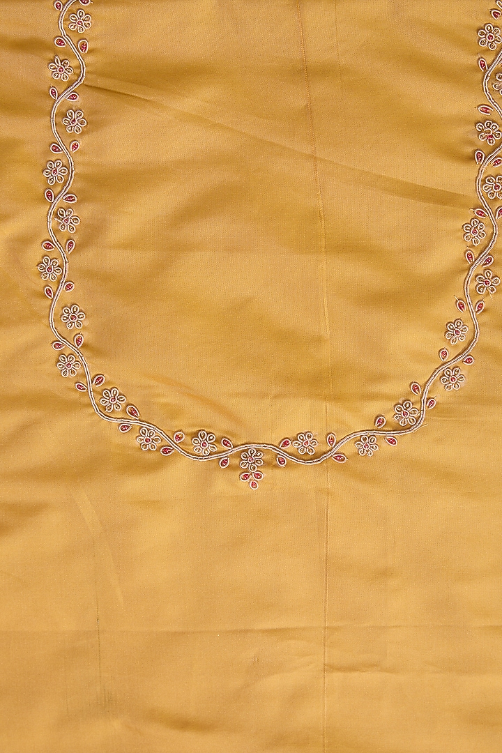 Yellow Vegan Silk Party Wear Saree Set by TYAASHU at Pernia's Pop Up Shop