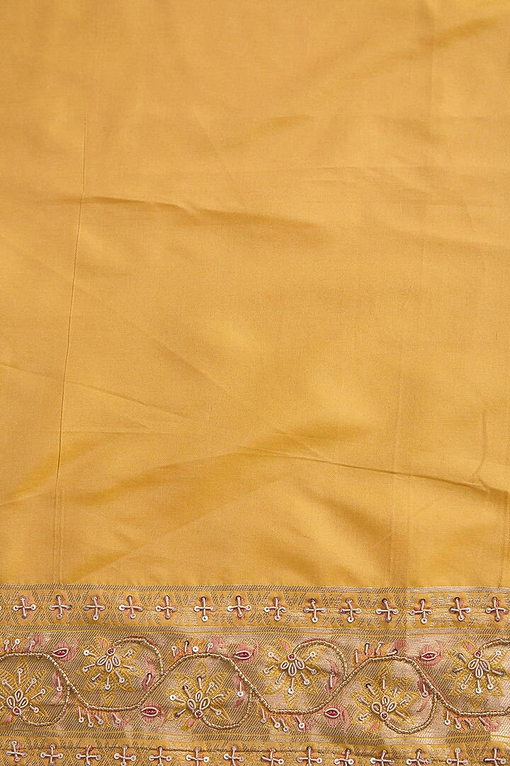 Yellow Vegan Silk Party Wear Saree Set by TYAASHU at Pernia's Pop Up Shop