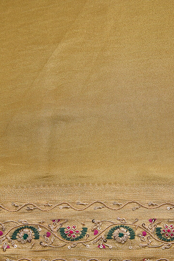 Beige Vegan Silk Printed Festive Saree Set by TYAASHU at Pernia's Pop Up Shop