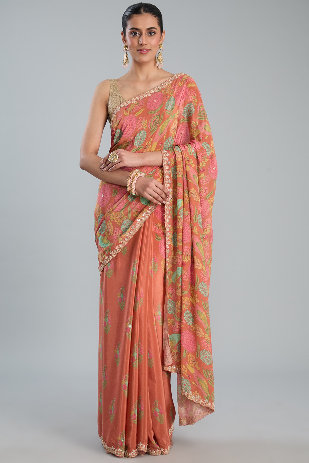 Bollywood Party Wear Rama Colour Designer Saree