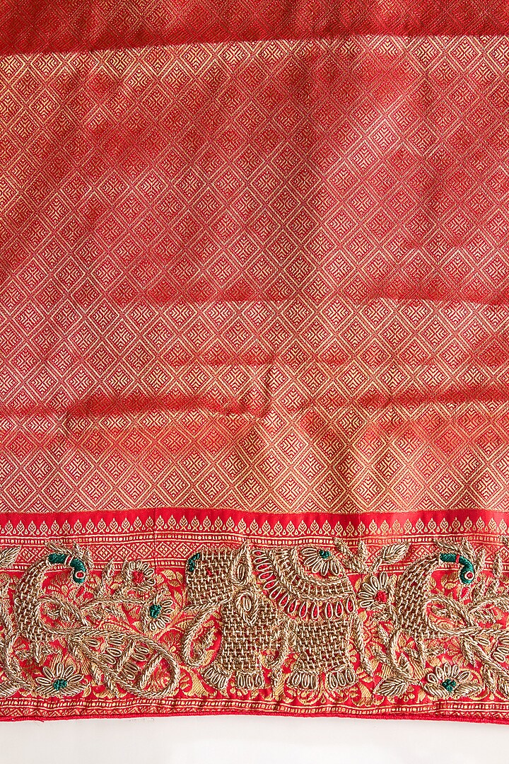 Multi-Colored Vegan Silk Weave Embroidered Wedding Saree Set by TYAASHU at Pernia's Pop Up Shop