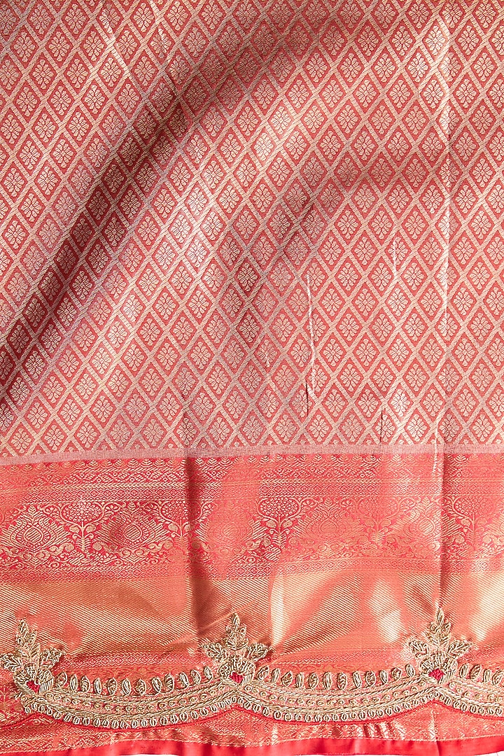 Green Vegan Silk Weave Embroidered Party Wear Saree Set by TYAASHU at Pernia's Pop Up Shop