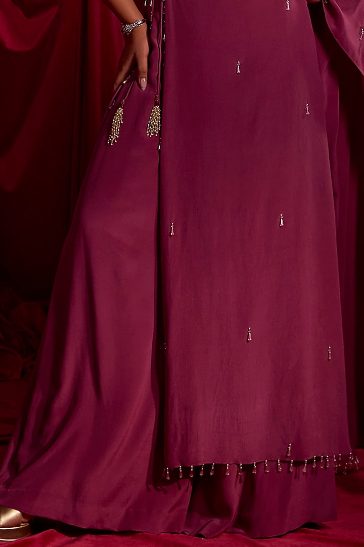 Lavender Pure Crepe Resham Embroidered Cape Set by TYOHAR at Pernia's Pop Up Shop