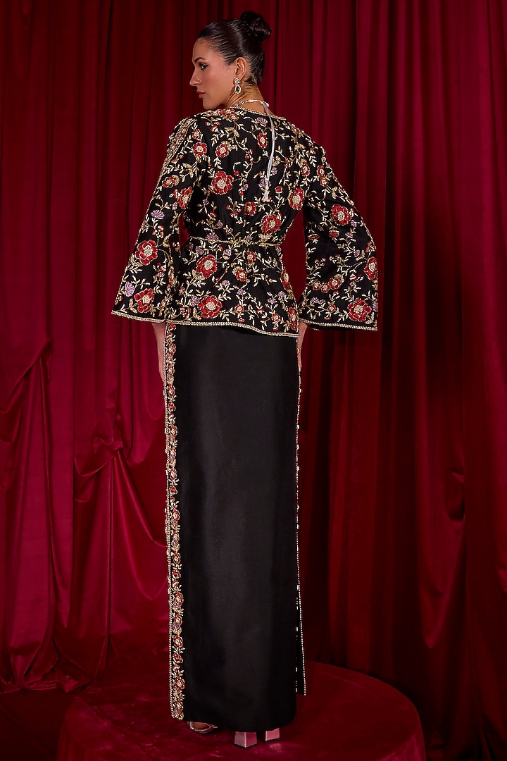 Black Dupion Skirt Set by TYOHAR at Pernia's Pop Up Shop