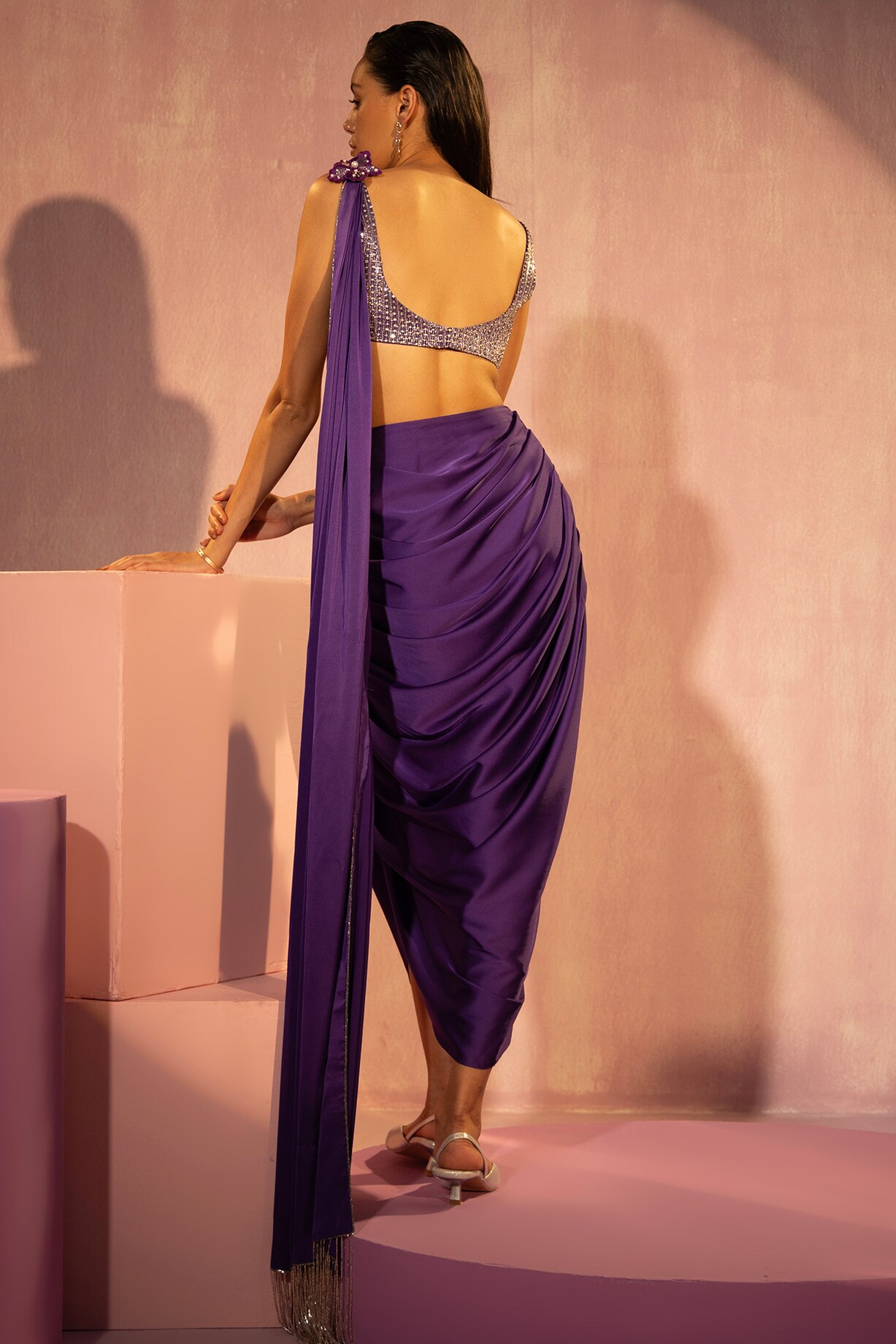 Swareh Satin Skirt-purpul main image 0