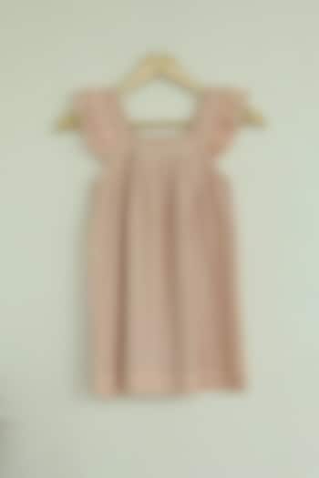 Blush Pink Cotton Ruffled Dress For Girls by Thank You Mom Studio