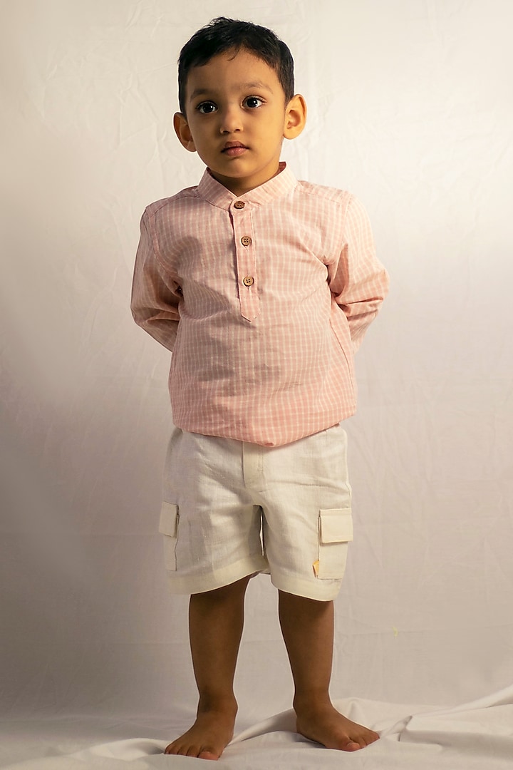 Blush Pink Cotton Shirt For Boys by Tiny troop