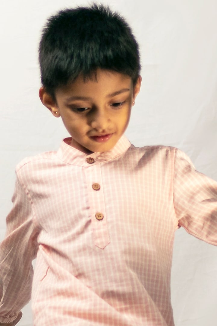 Blush Pink Cotton Shirt For Boys by Tiny troop at Pernia's Pop Up Shop