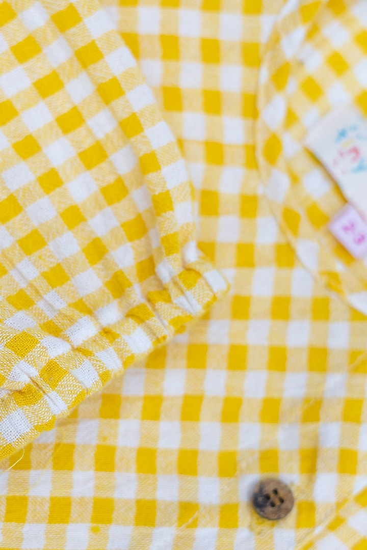 Yellow & White Checks Cotton Shirt by Tiny troop at Pernia's Pop Up Shop