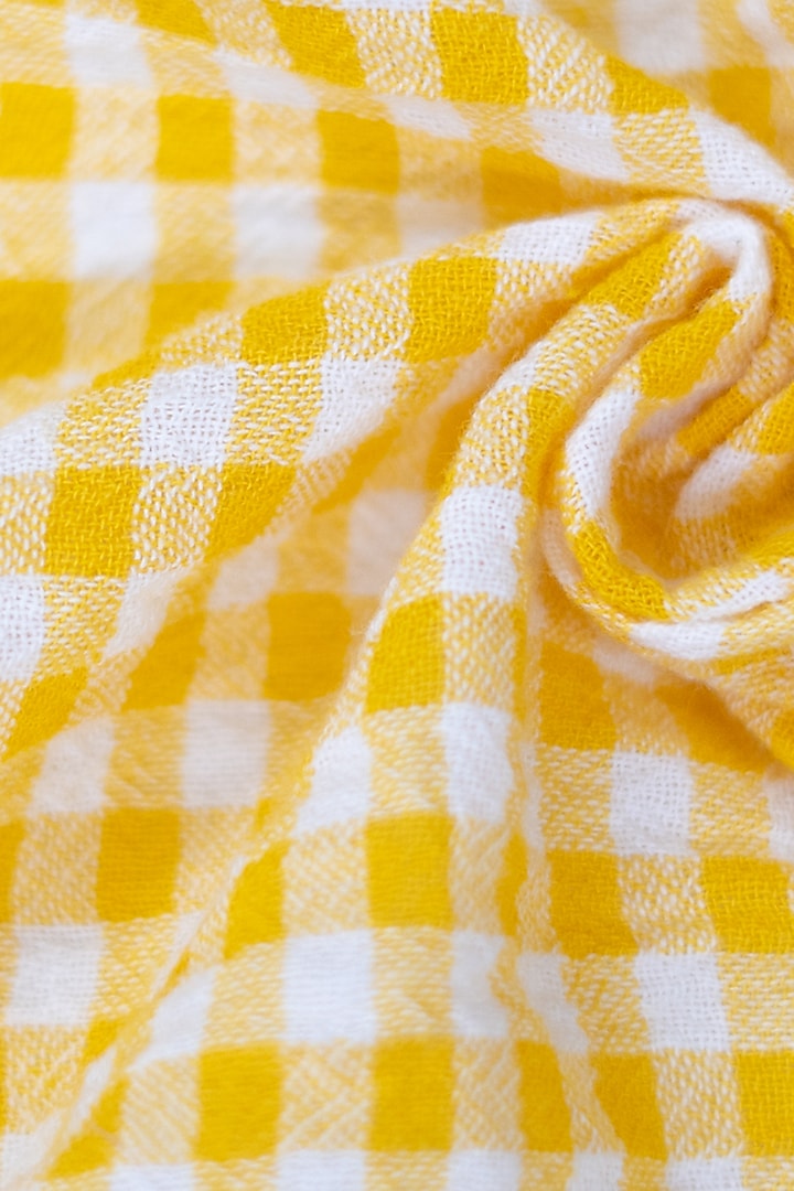 Yellow & White Checks Cotton Shirt by Tiny troop at Pernia's Pop Up Shop