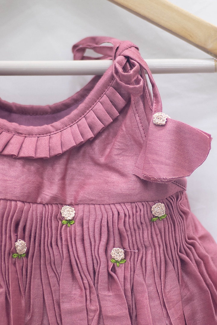 Pink Chanderi Cotton Frock For Girls by Tiny troop at Pernia's Pop Up Shop