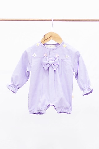 Lavender Cotton Corduroy Jumpsuit For Girls by Tiny troop