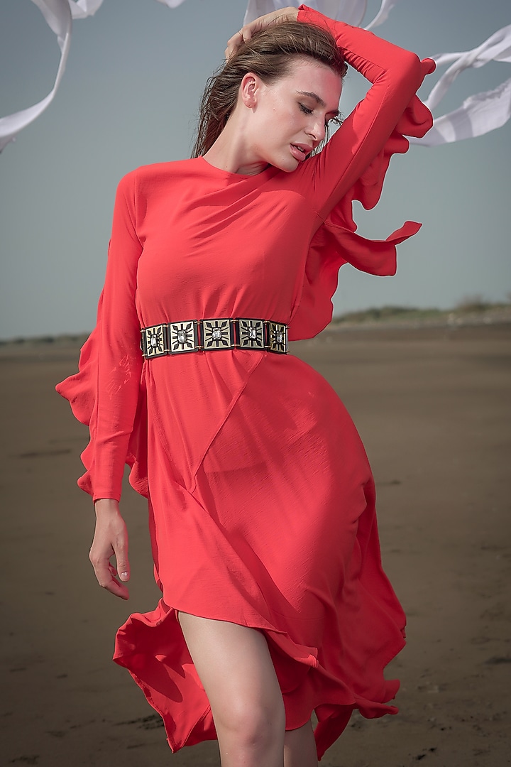 Gold Acrylic Belt With White Stones by The YV Brand at Pernia's Pop Up Shop