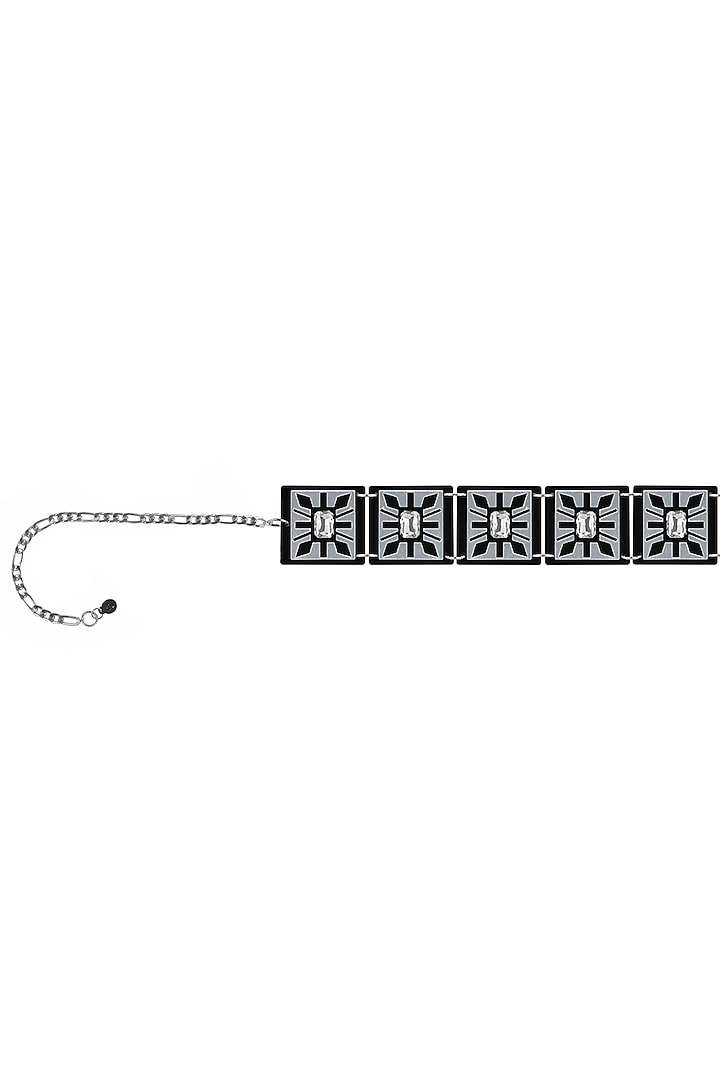 Black Acrylic Belt With Silver Stones by The YV Brand