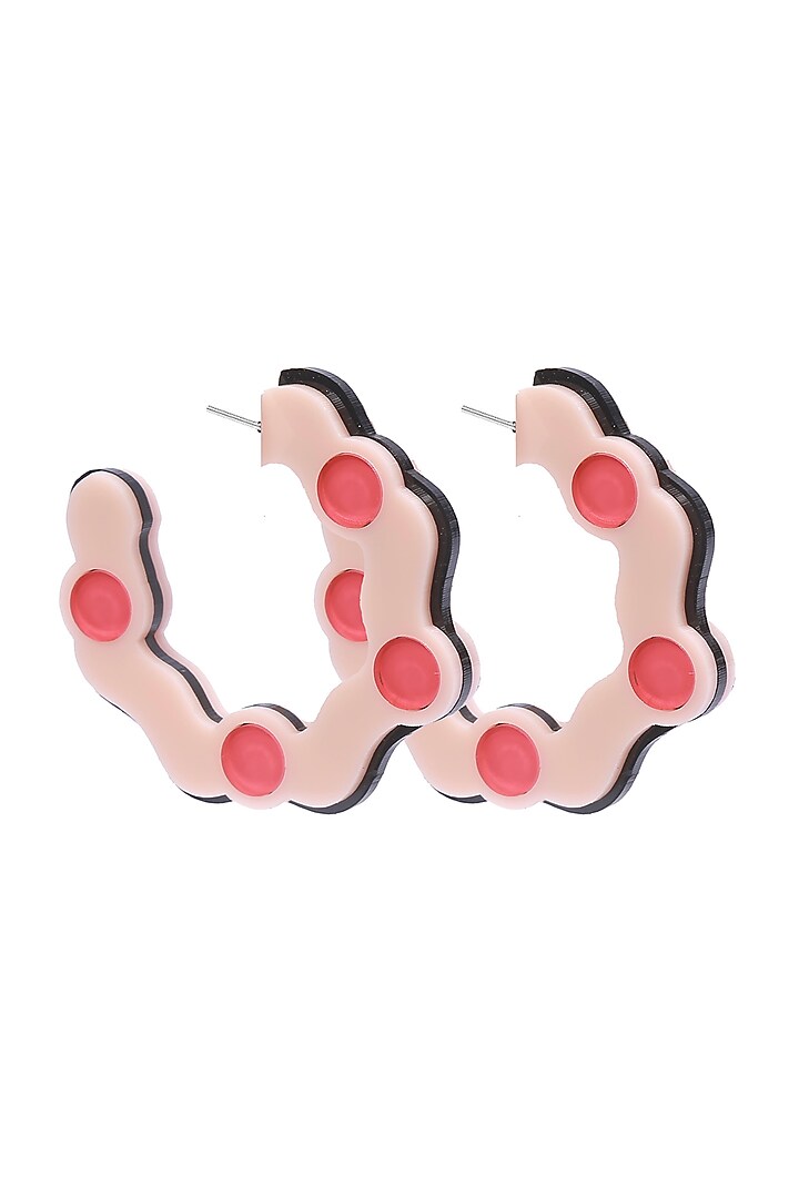 Pink Handmade Wave Hoop Earrings by The YV Brand