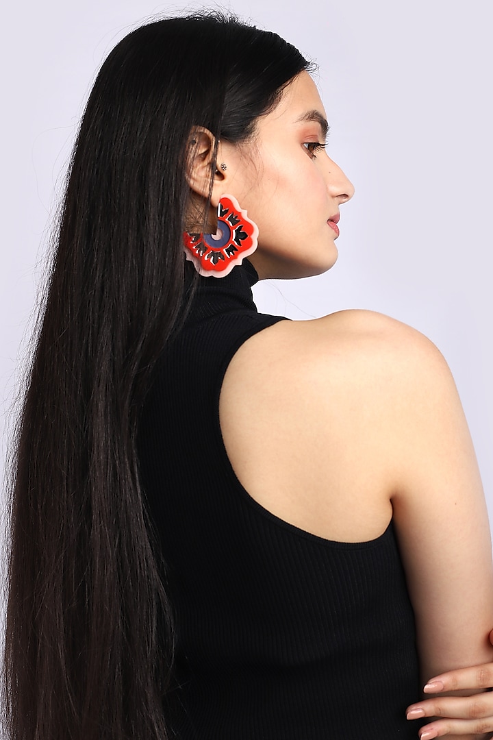 Red Persian Mirror Hoop Earrings by The YV Brand