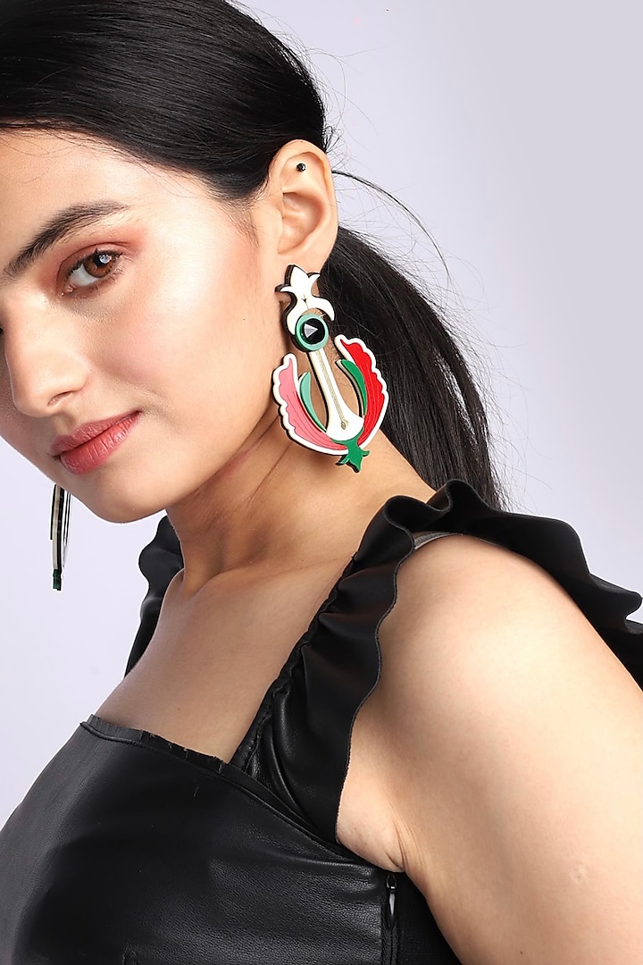 Red Phoenix Dangler Earrings by The YV Brand at Pernia's Pop Up Shop