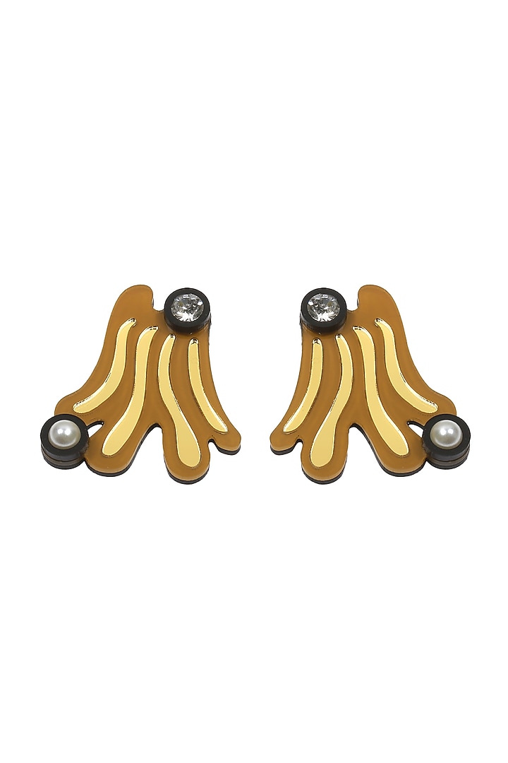Beige Handmade Amoeba Stud Earrings by The YV Brand at Pernia's Pop Up Shop
