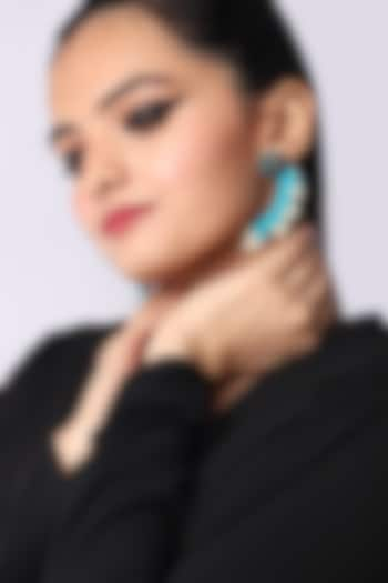 Turquoise & Beige Handmade Phoenix Wing Stud Earrings by The YV Brand at Pernia's Pop Up Shop