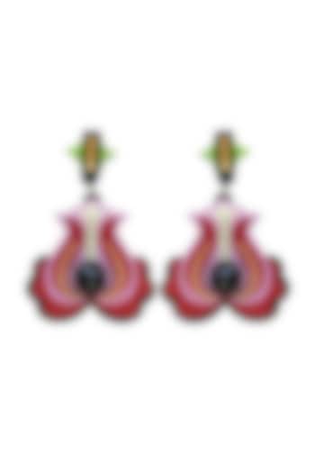 Red Handmade Dangler Earrings by The YV Brand