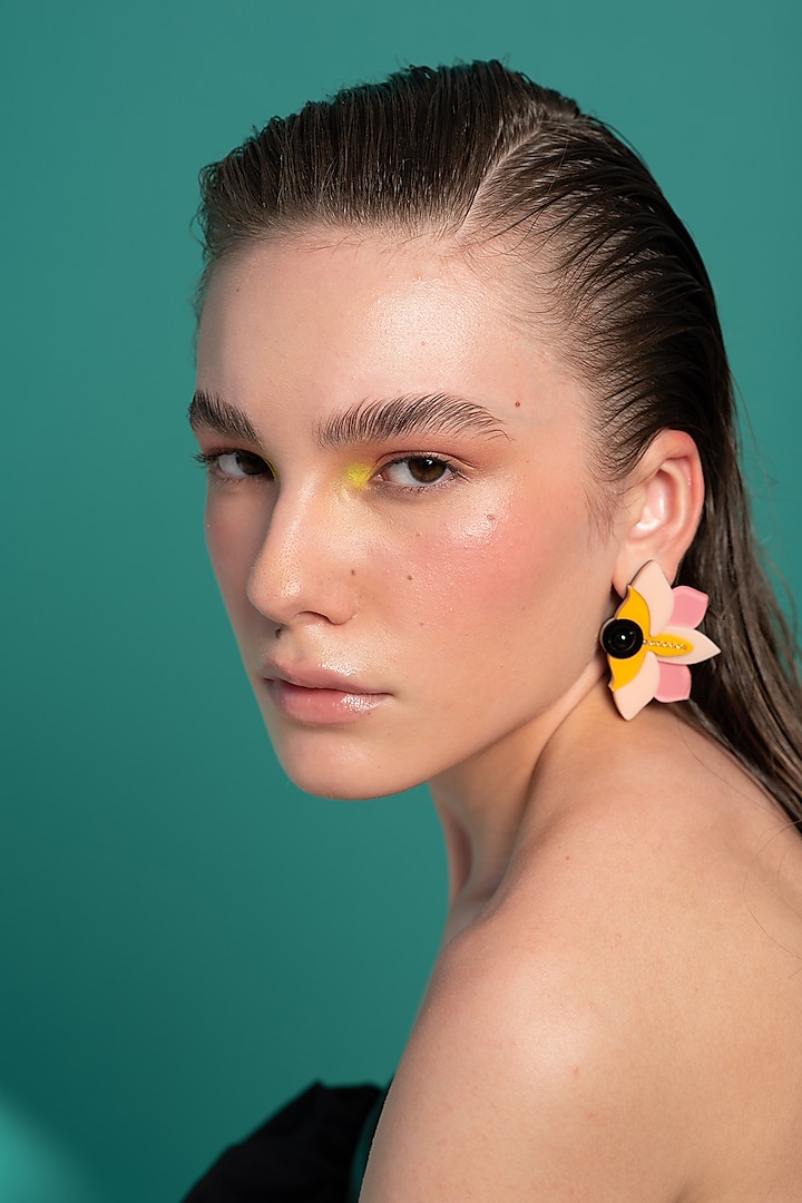 Pink & Peach Handmade Stud Earrings by The YV Brand at Pernia's Pop Up Shop