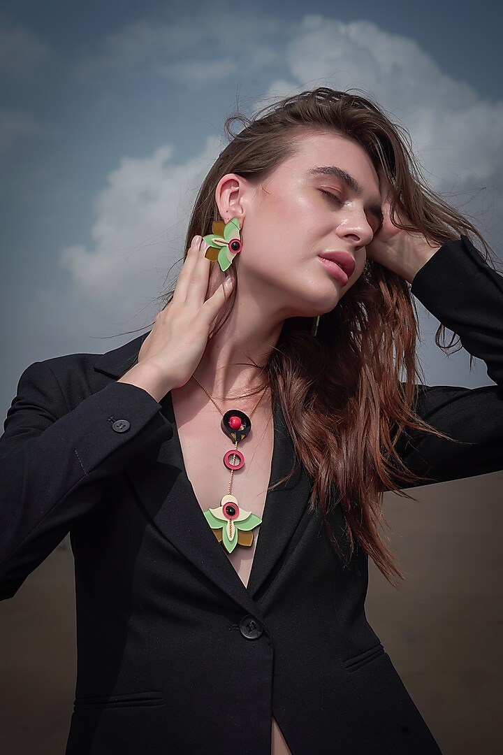 Mint & Olive Handmade Stud Earrings by The YV Brand at Pernia's Pop Up Shop
