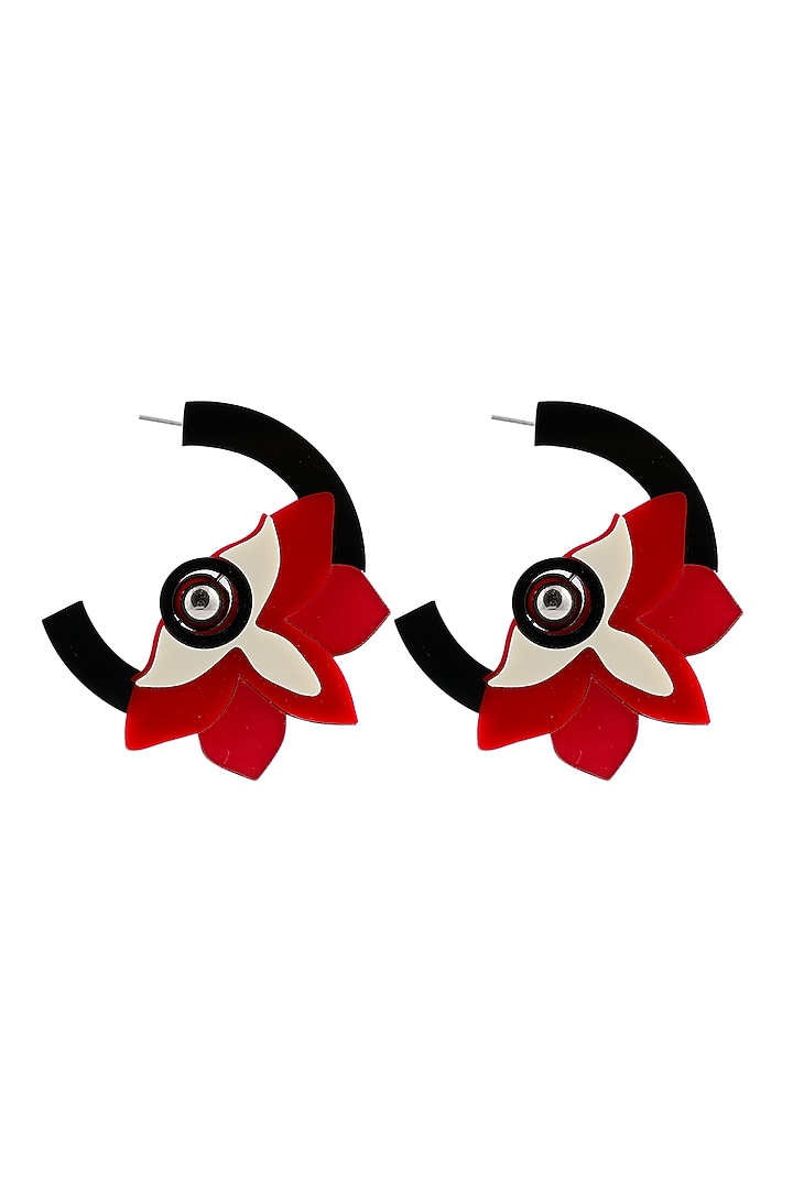 Red Handmade Hoop Earrings by The YV Brand at Pernia's Pop Up Shop