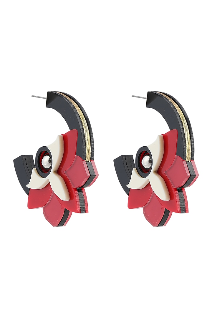 Red Handmade Hoop Earrings by The YV Brand at Pernia's Pop Up Shop