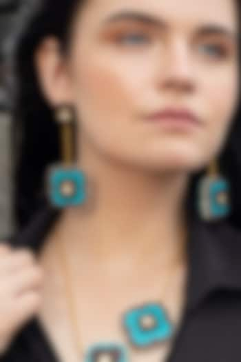 Blue Handmade Dangler Earrings by The YV Brand