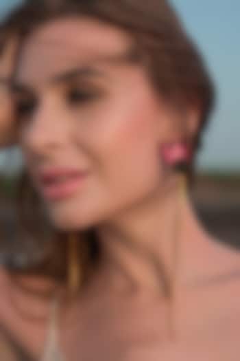 Red Handmade Lily Dangler Earrings by The YV Brand
